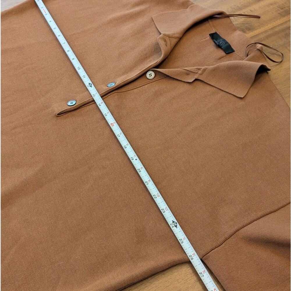Zara 2893/017/778 Plain Knit Oversized Polo Sweater Womens M-L Brown Cognac - Picture 6 of 9